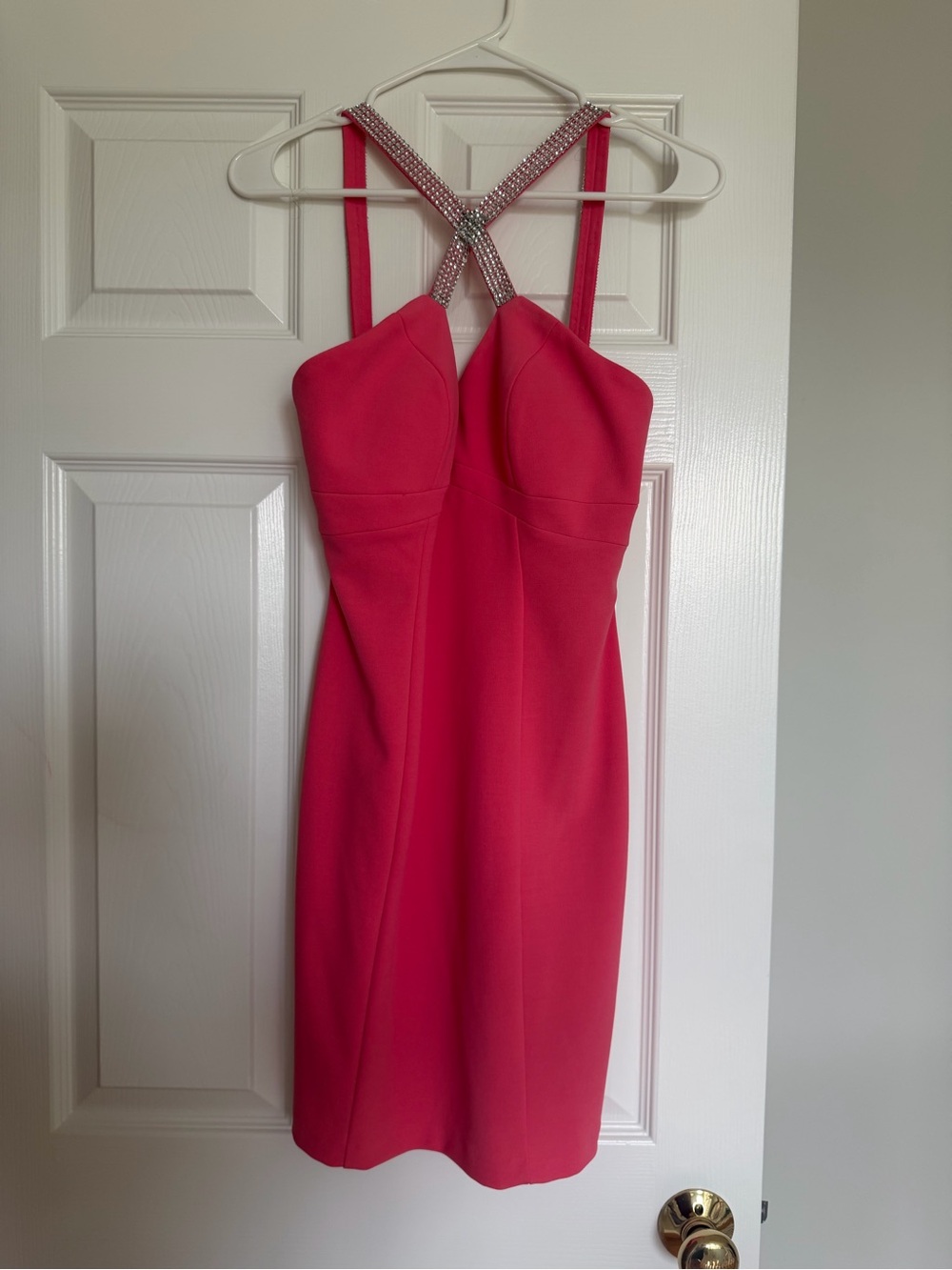 Rhinestone Halter Hot Pink Bodycon Dress 💕✨